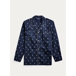 Polo Ralph Lauren Mens Navy Blue Pony Logo Cotton Pajama Sleep Shirt Large